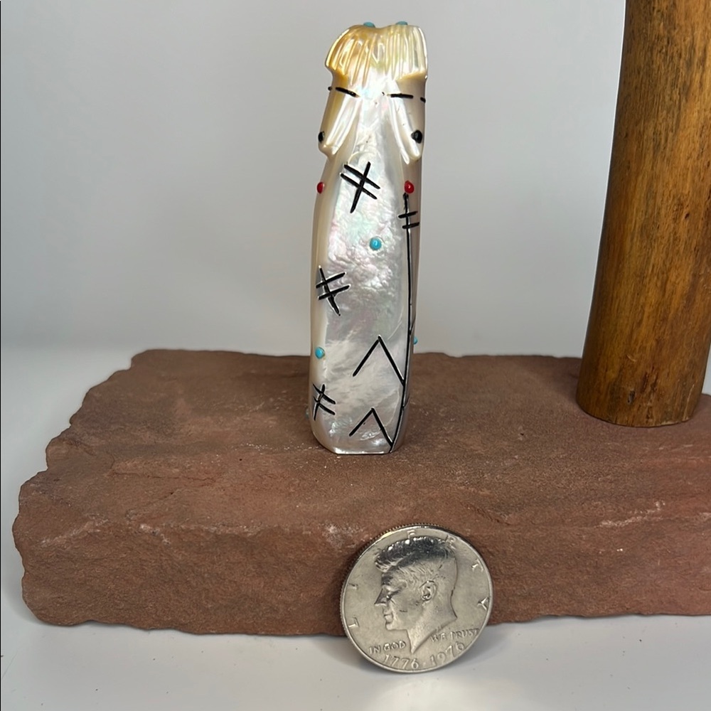 Handcrafted Mother of Pearl dual faced Corn Maiden.